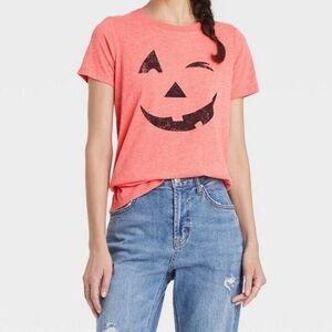 Grayson Threads Pumpkin Jack O Lantern Light Orange Casual T-Shirt XXL